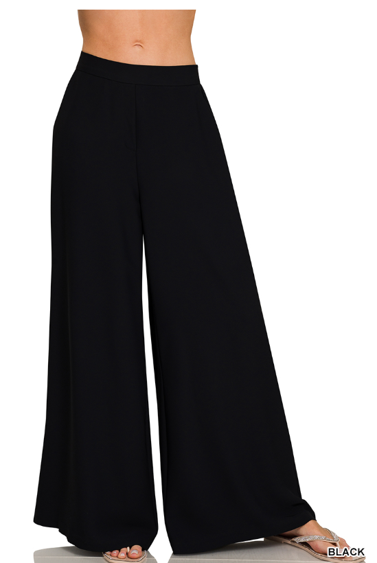 Must Be Nice Relaxed Fit Wide Leg Trousers in Black