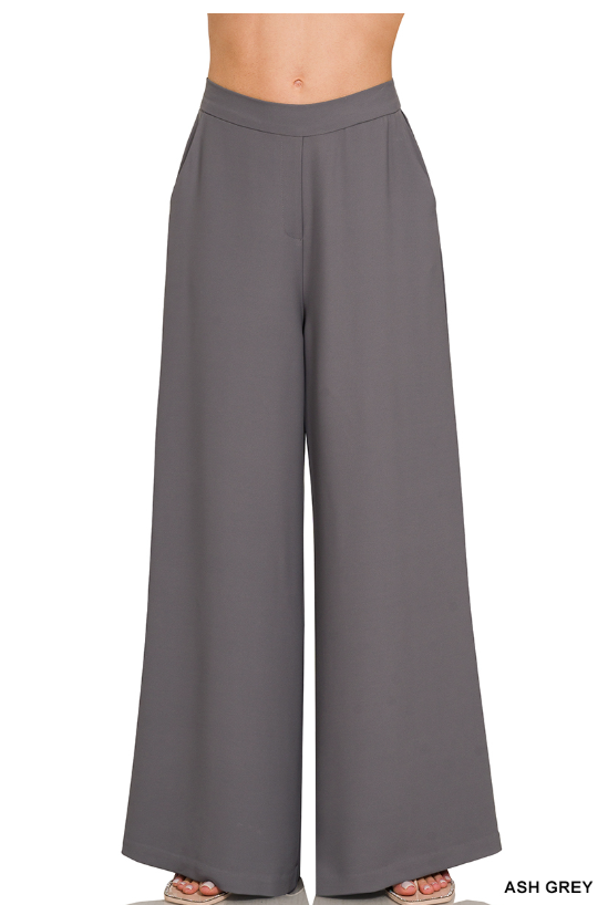 Must Be Nice Relaxed Fit Wide Leg Trousers in Gray
