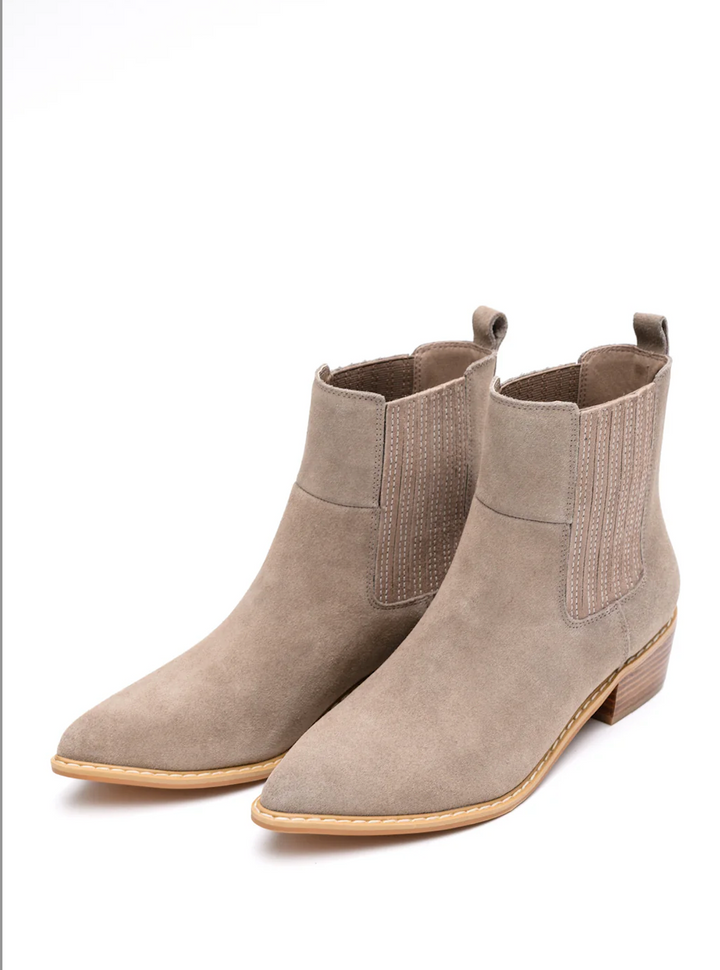 Leonor Suede Ankle Boot in Taupe