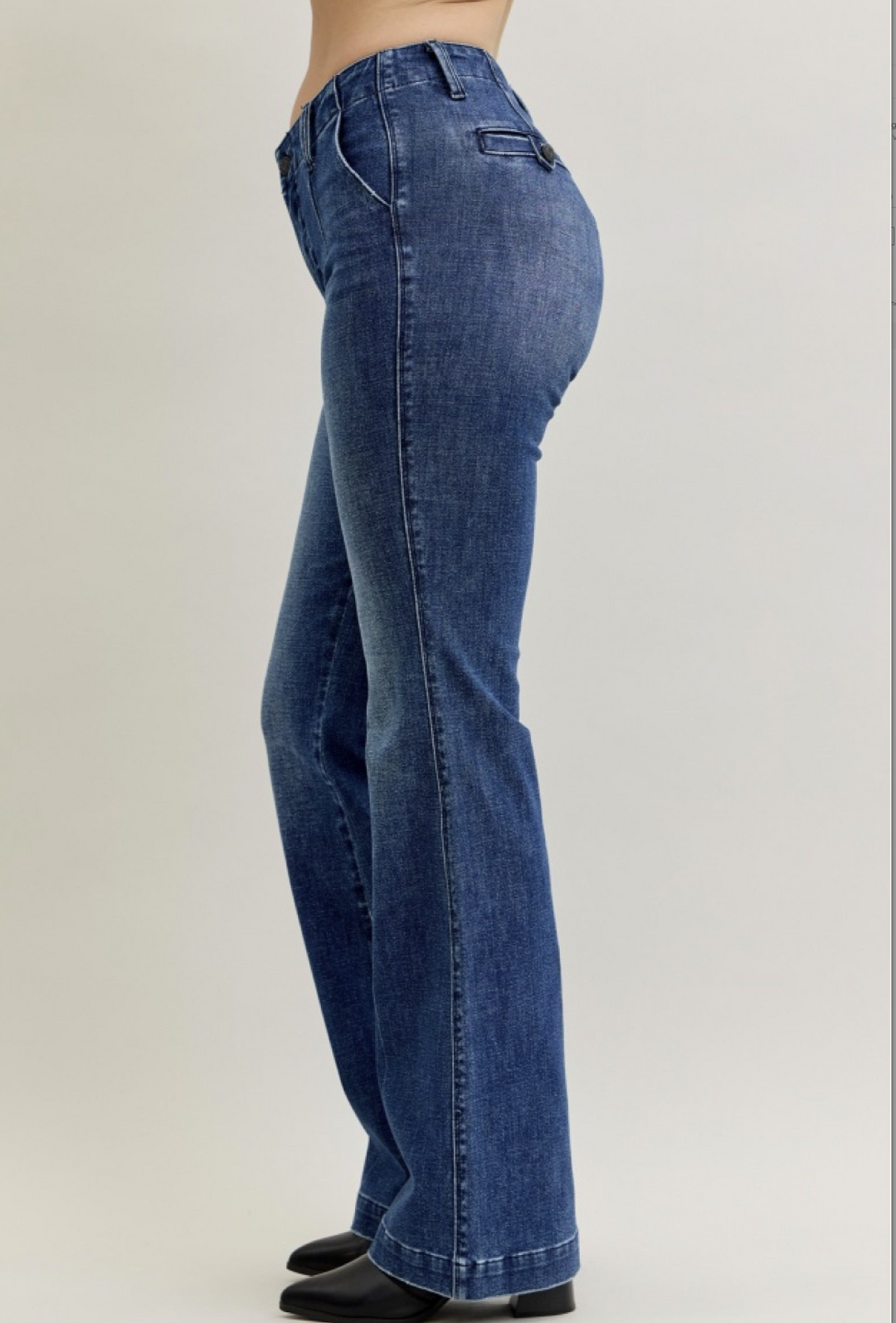 Jolene Medium Rise Trouser Bootcut Jeans with Welt Pockets by Judy Blue