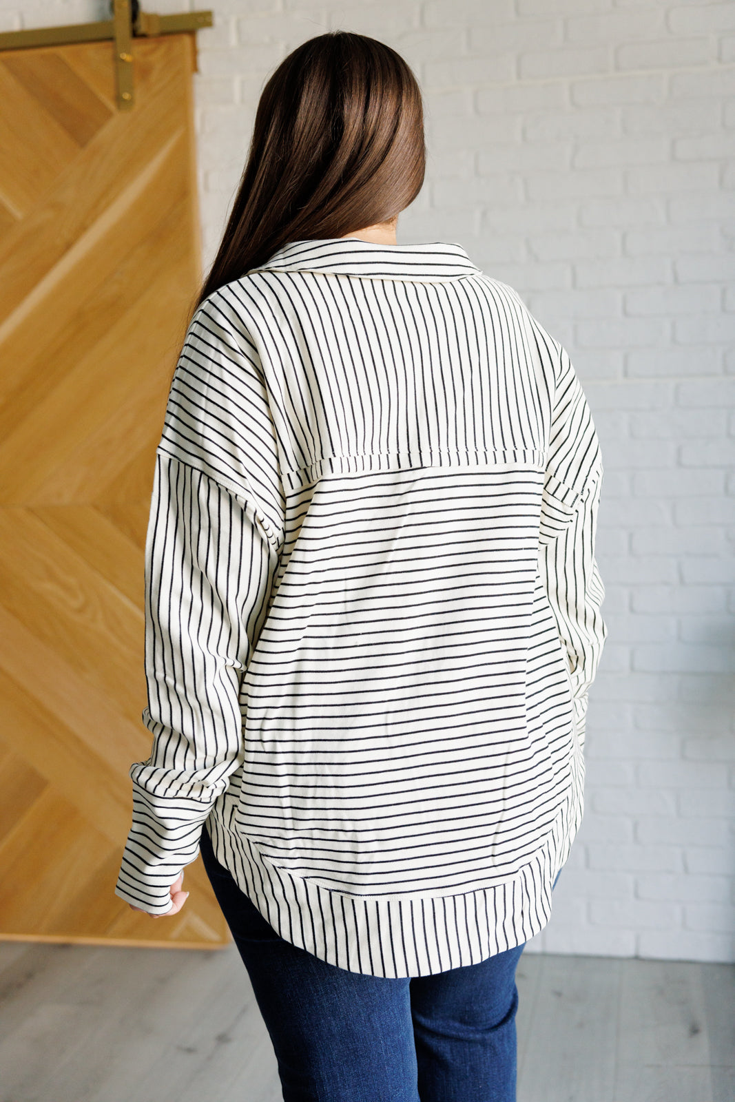 Made Up My Mind Pullover in White and Black Stripe