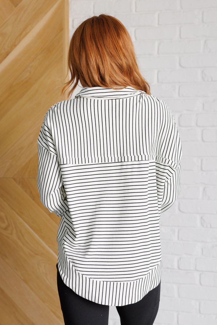 Made Up My Mind Pullover in White and Black Stripe