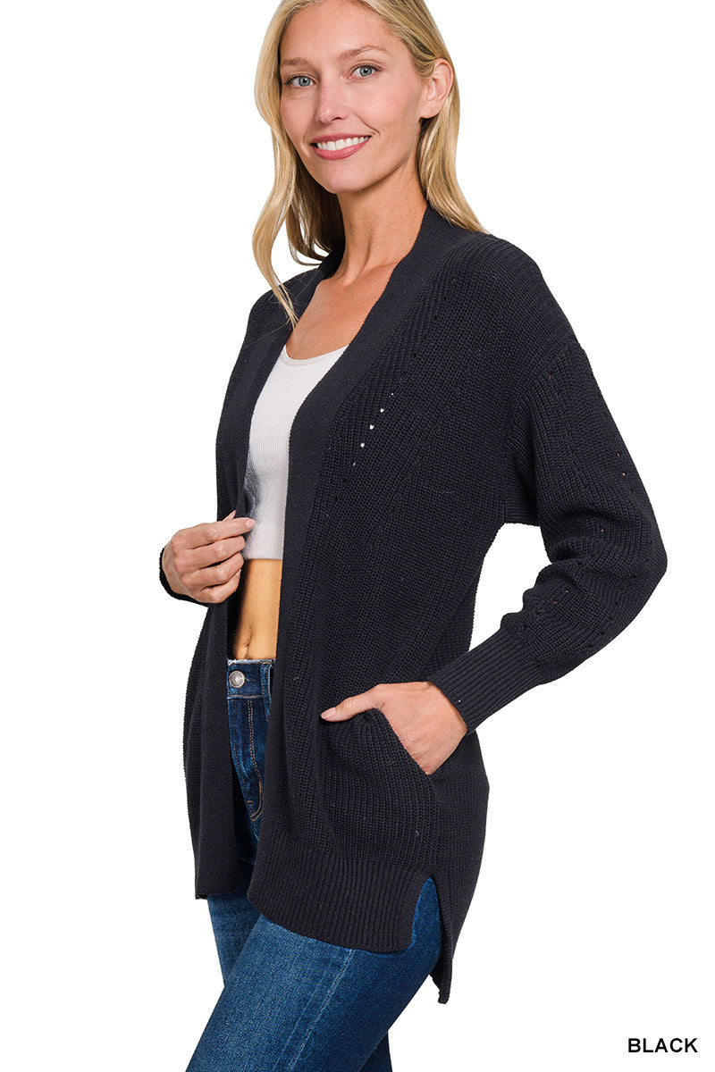 Just That Simple Knit Open Cardigan in Black