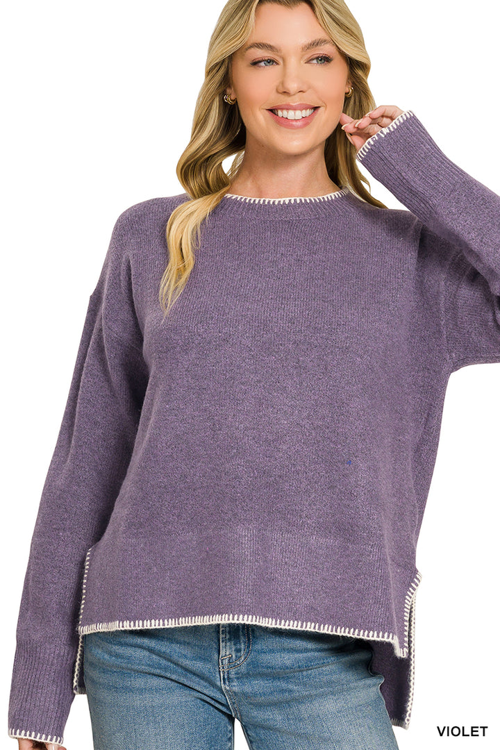 Wool Blend Hi-Low Sweater-VLT