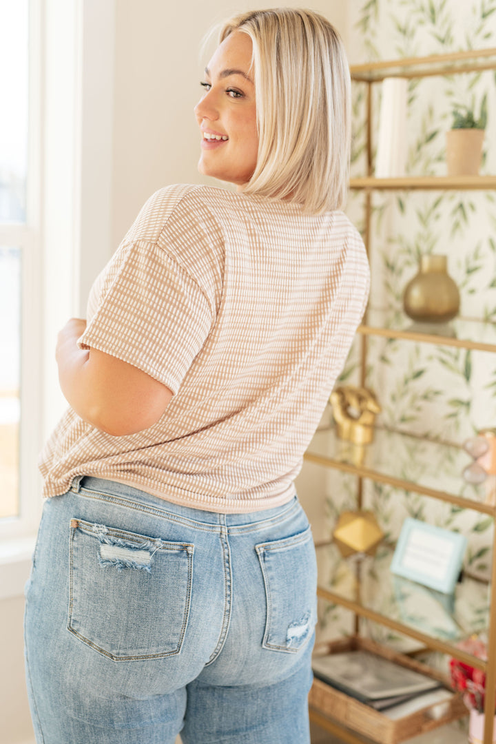 Textured Boxy Top in Taupe