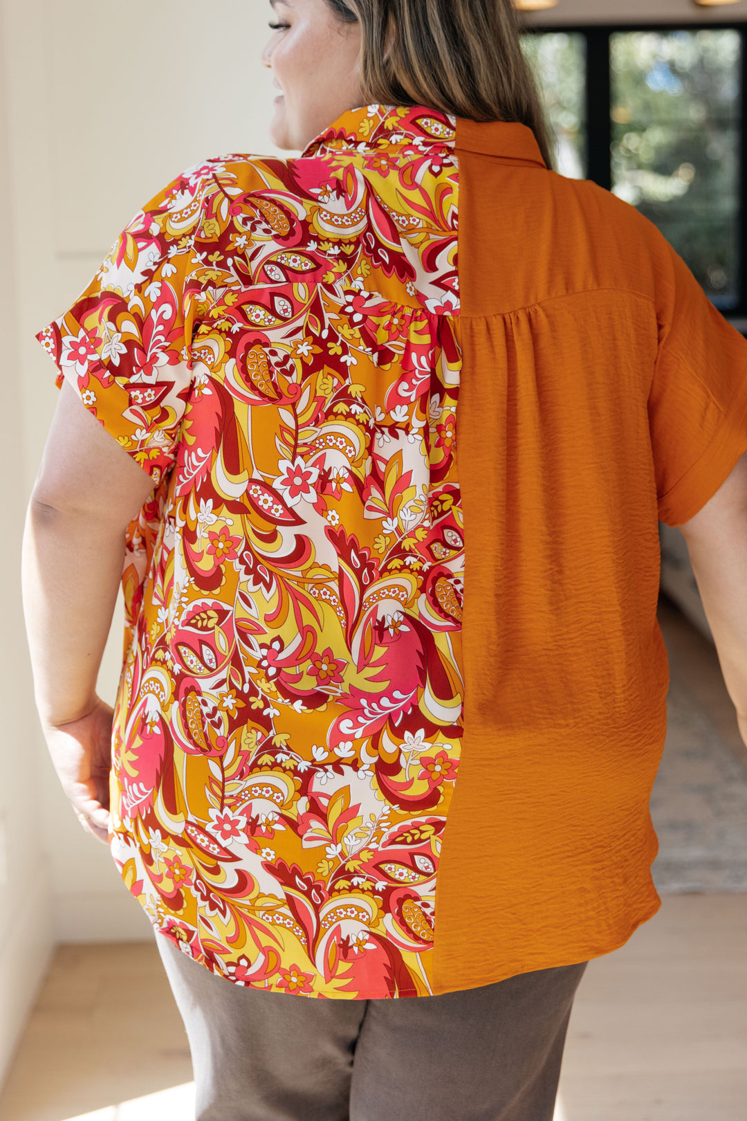 Forever Yours Blouse in Orange Floral