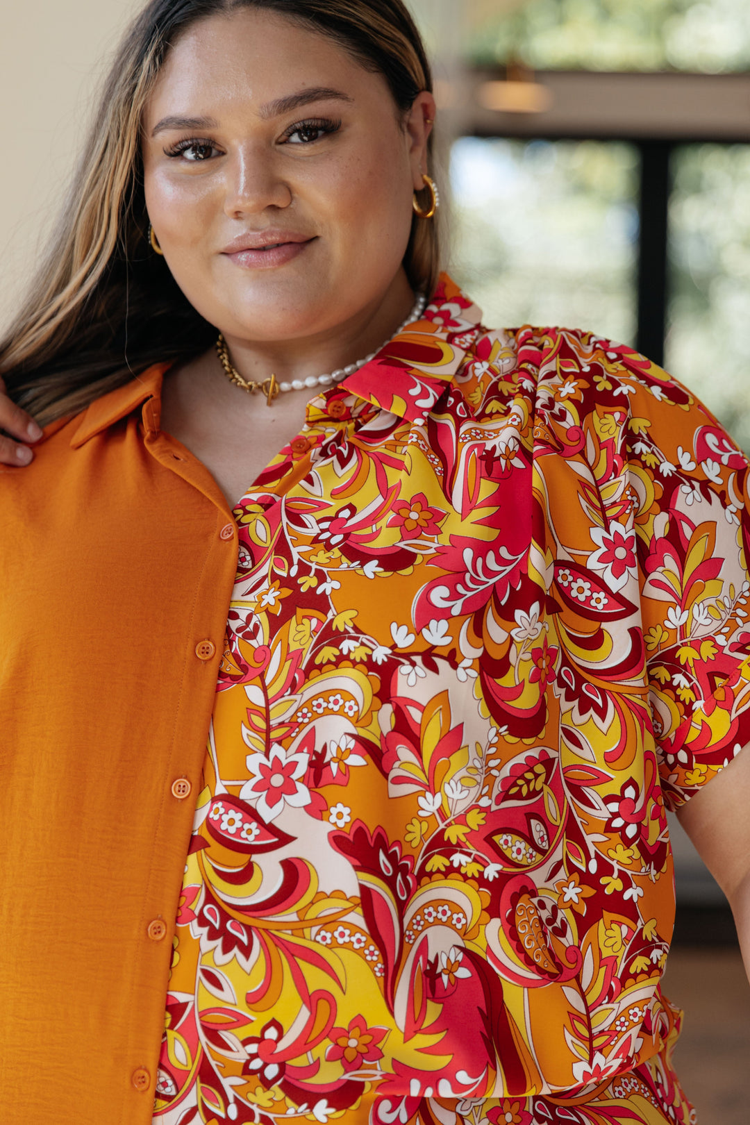 Forever Yours Blouse in Orange Floral