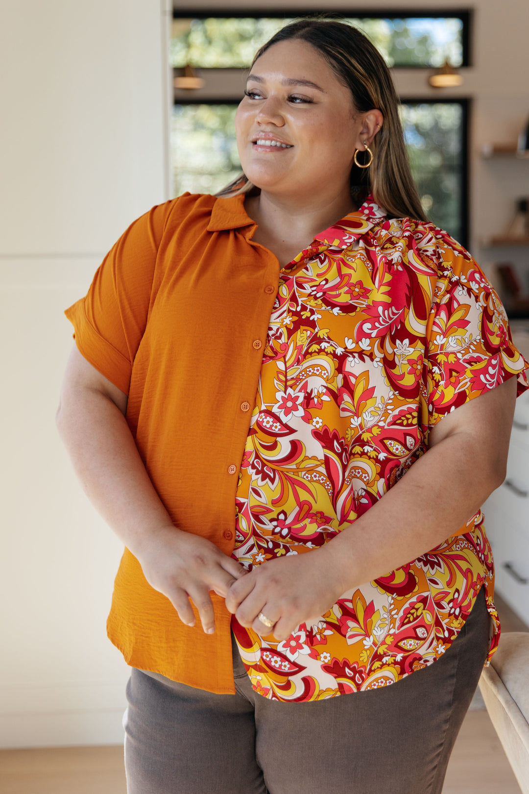 Forever Yours Blouse in Orange Floral