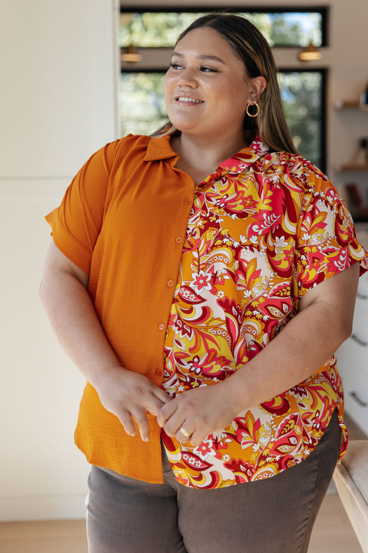 Forever Yours Blouse in Orange Floral