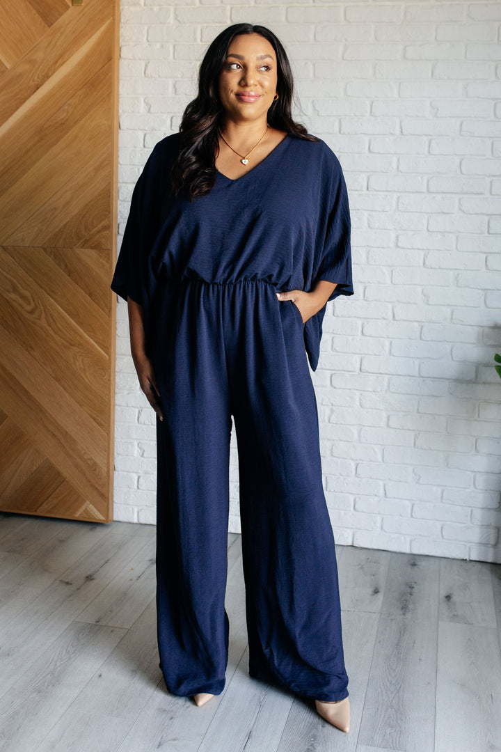 Up to Something Wide Leg Jumpsuit in Navy