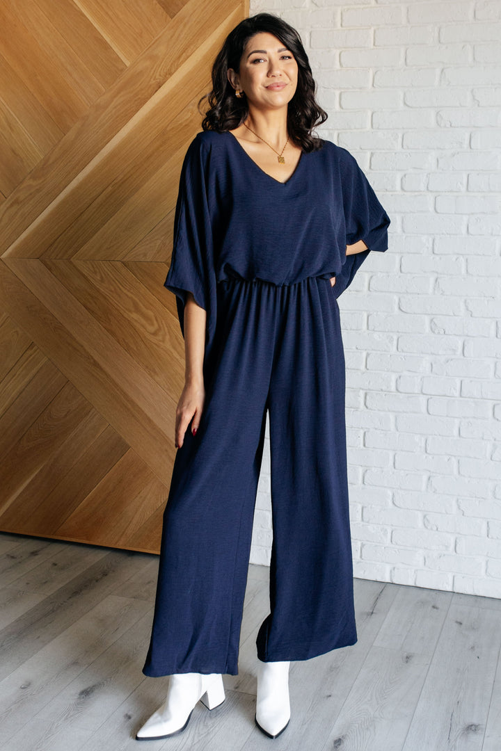 Up to Something Wide Leg Jumpsuit in Navy