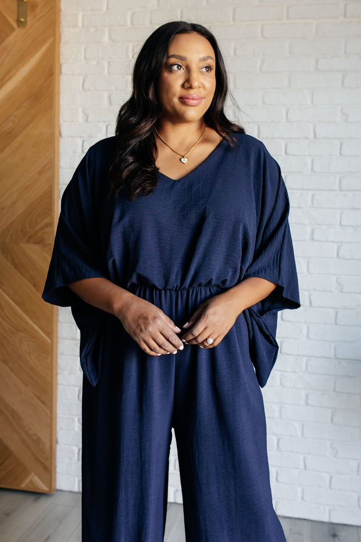 Up to Something Wide Leg Jumpsuit in Navy