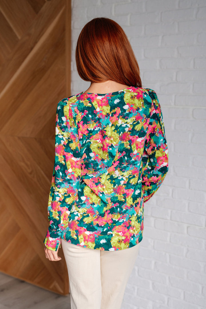 On My Time Blouse with Floral Design