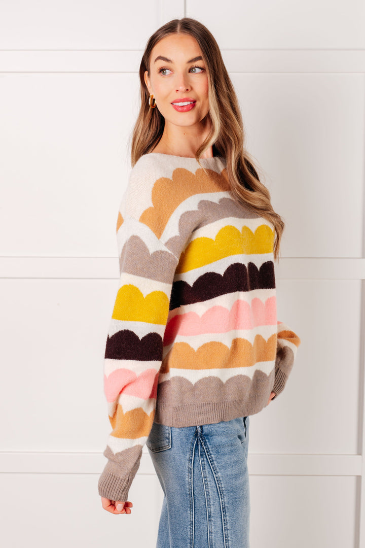 Wave After Wave Striped Sweater in Cream