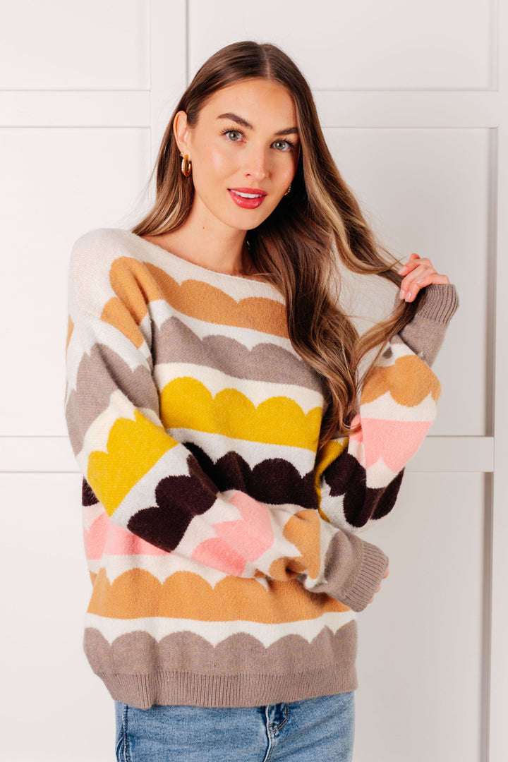 Wave After Wave Striped Sweater in Cream