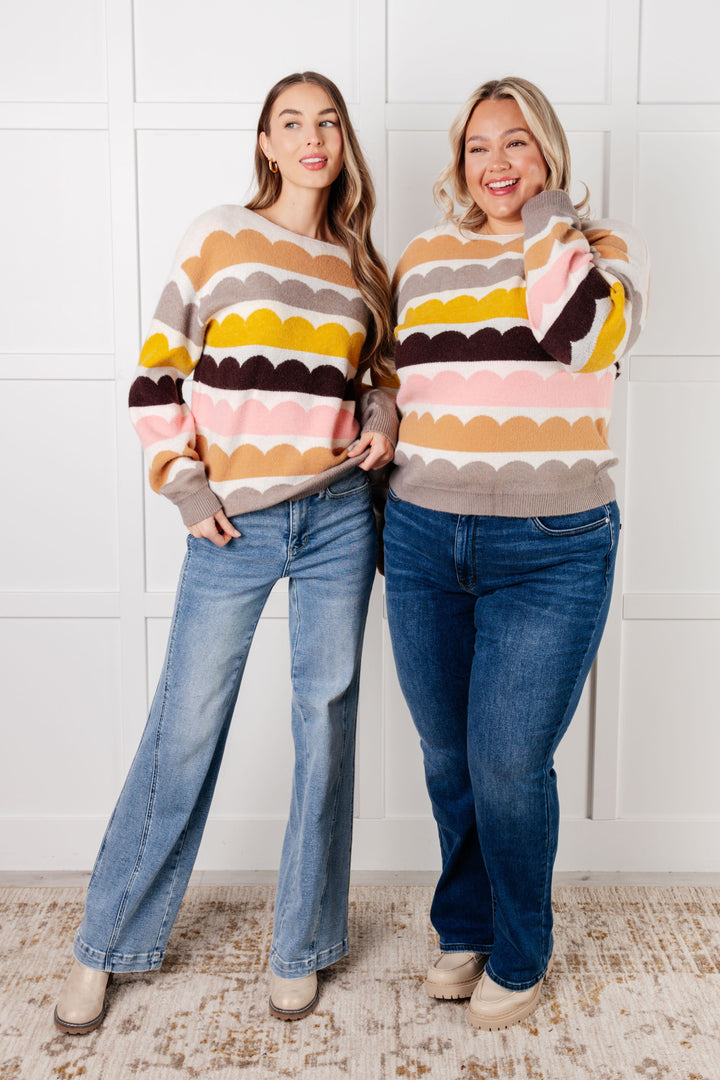 Wave After Wave Striped Sweater in Cream