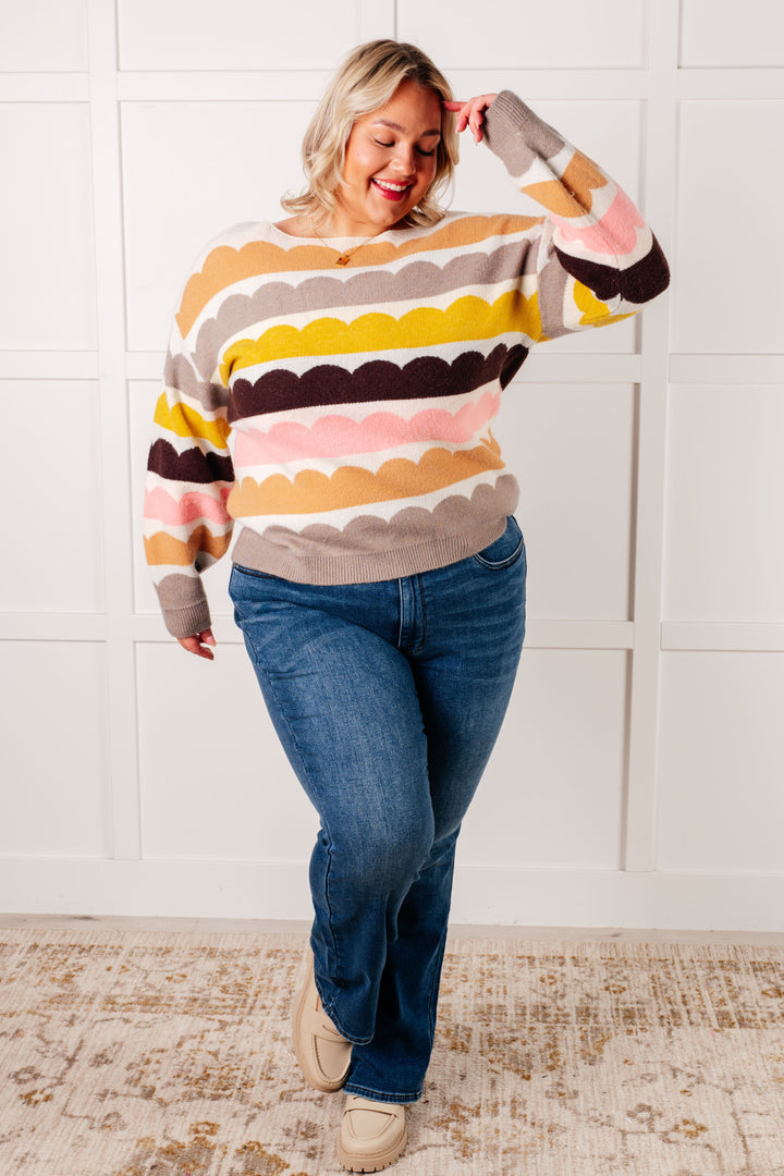 Wave After Wave Striped Sweater in Cream