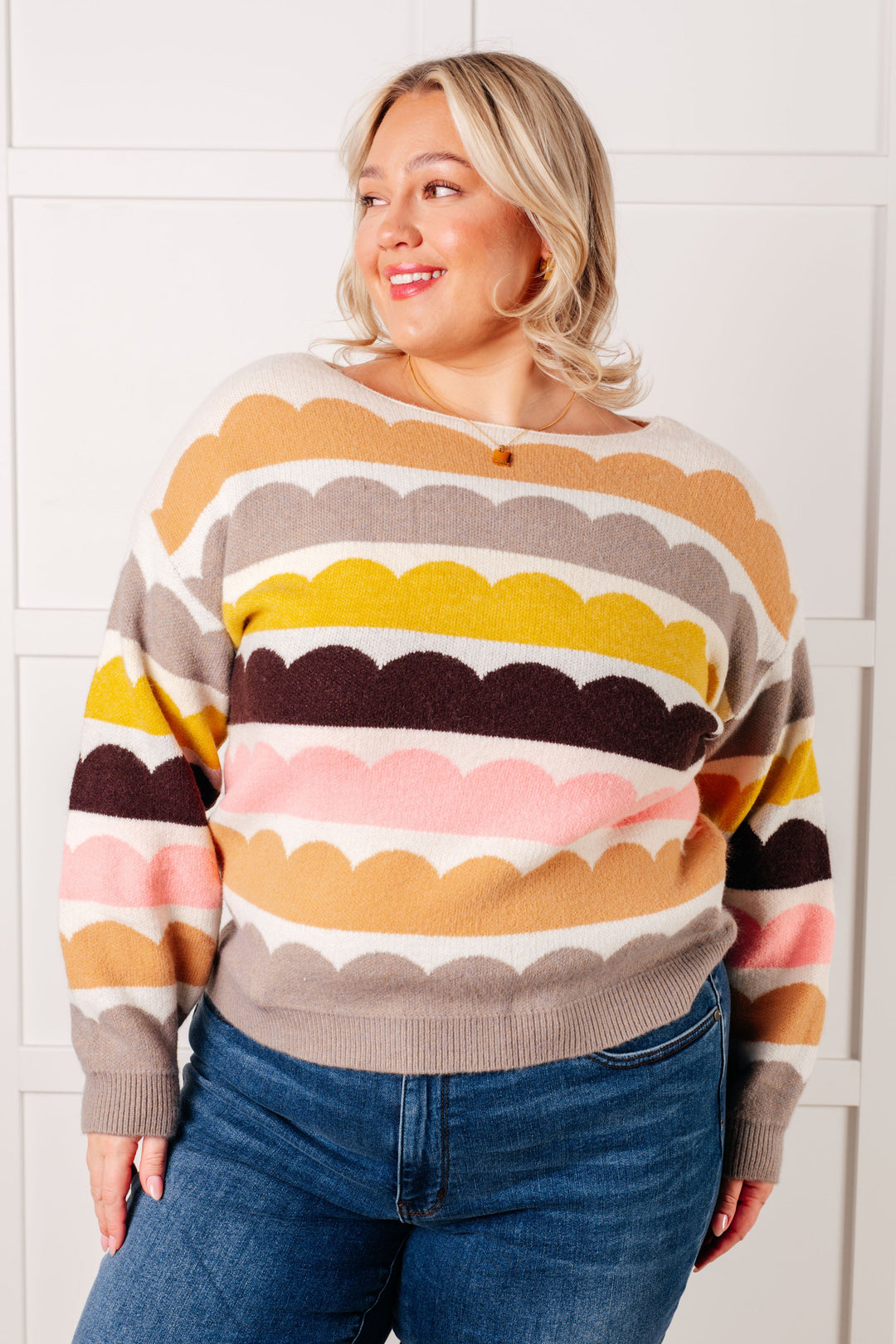 Wave After Wave Striped Sweater in Cream