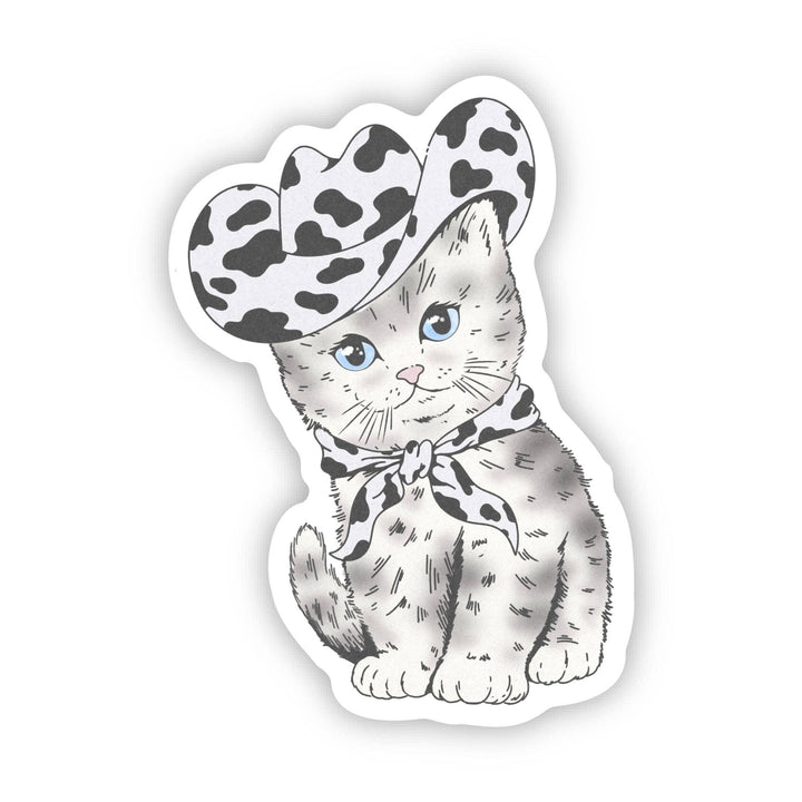 Cow Print Cowboy Hat Cat Sticker