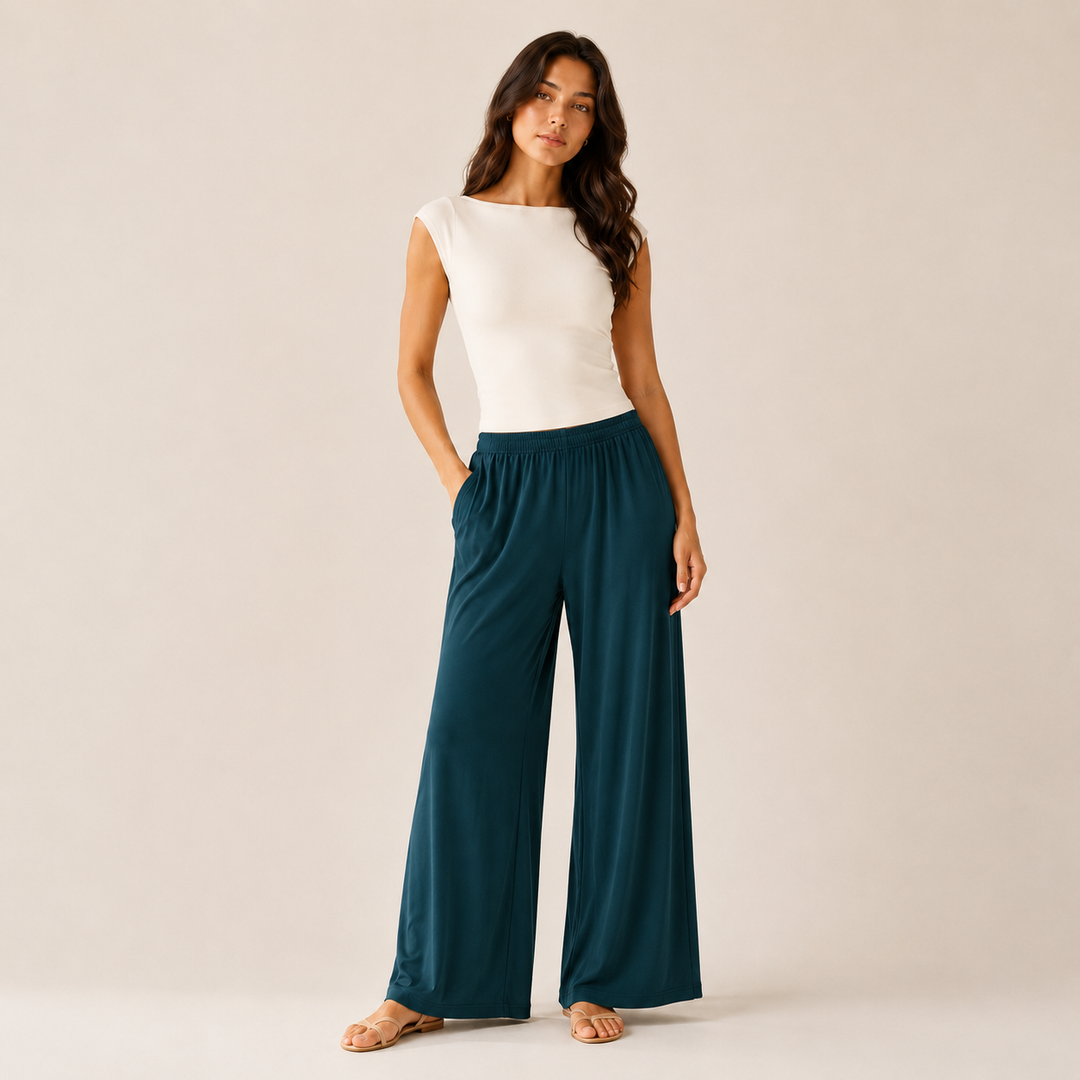 Women’s Wide Straight Leg Pants with Pockets, Soft Flowing pants