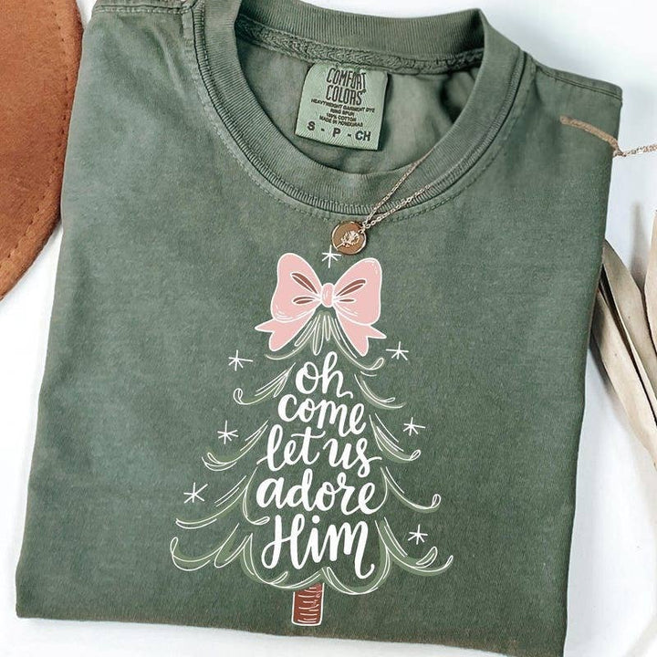 Oh Come Let Us Adore Him Christmas Tee