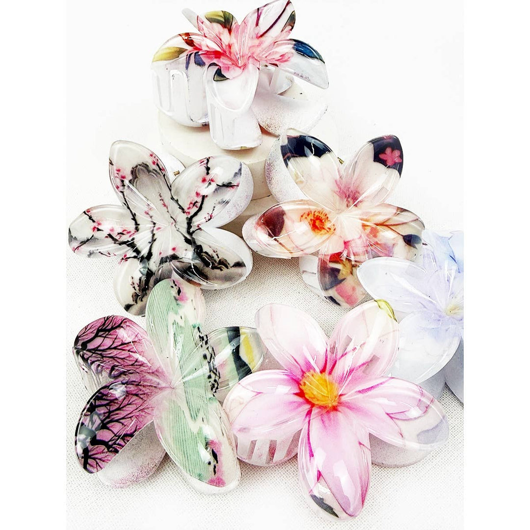 Floral Prints of Hawaiian Plumeria Hair Claw Clip