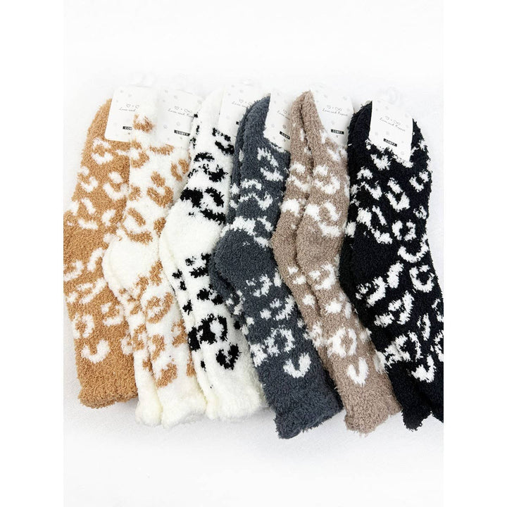 Plush Cozy Leopard Socks