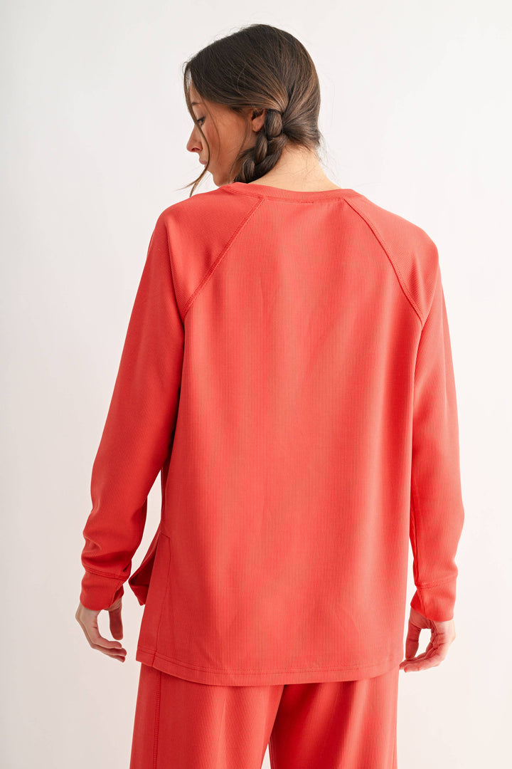 Luxe Sand Wash Rib Raglan Tee