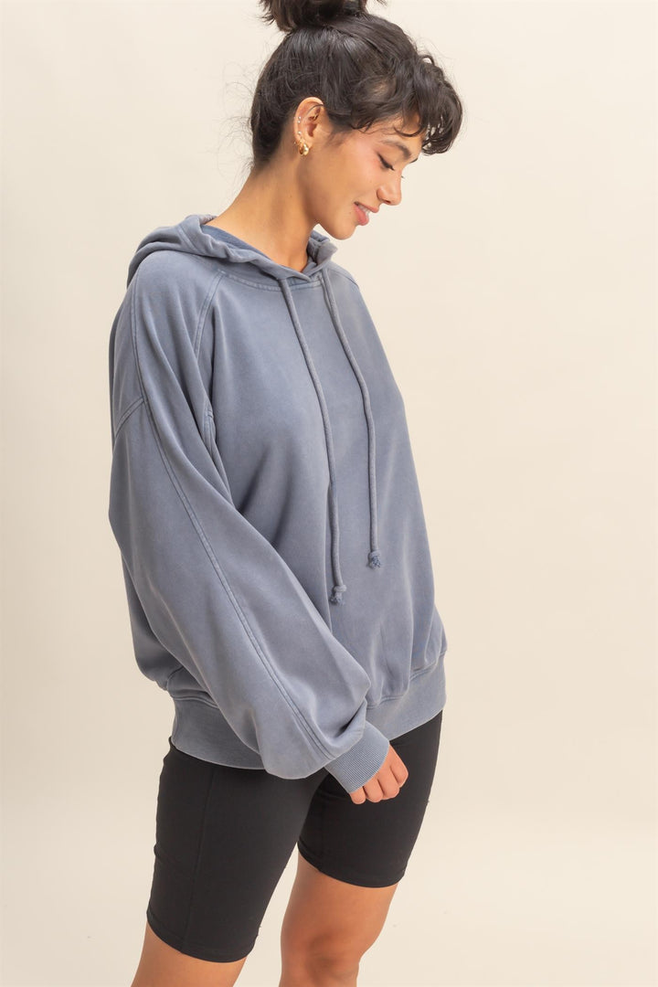 Another Day Mineral Washed Hoodie in Navy