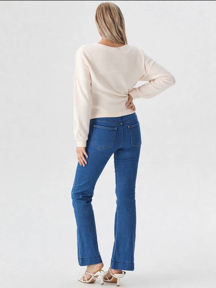 NT11310-Oversized Solid Color Comfy Knit Top