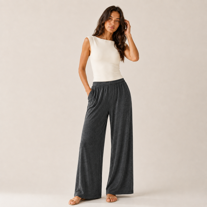 Women’s Wide Straight Leg Pants with Pockets, Soft Flowing pants