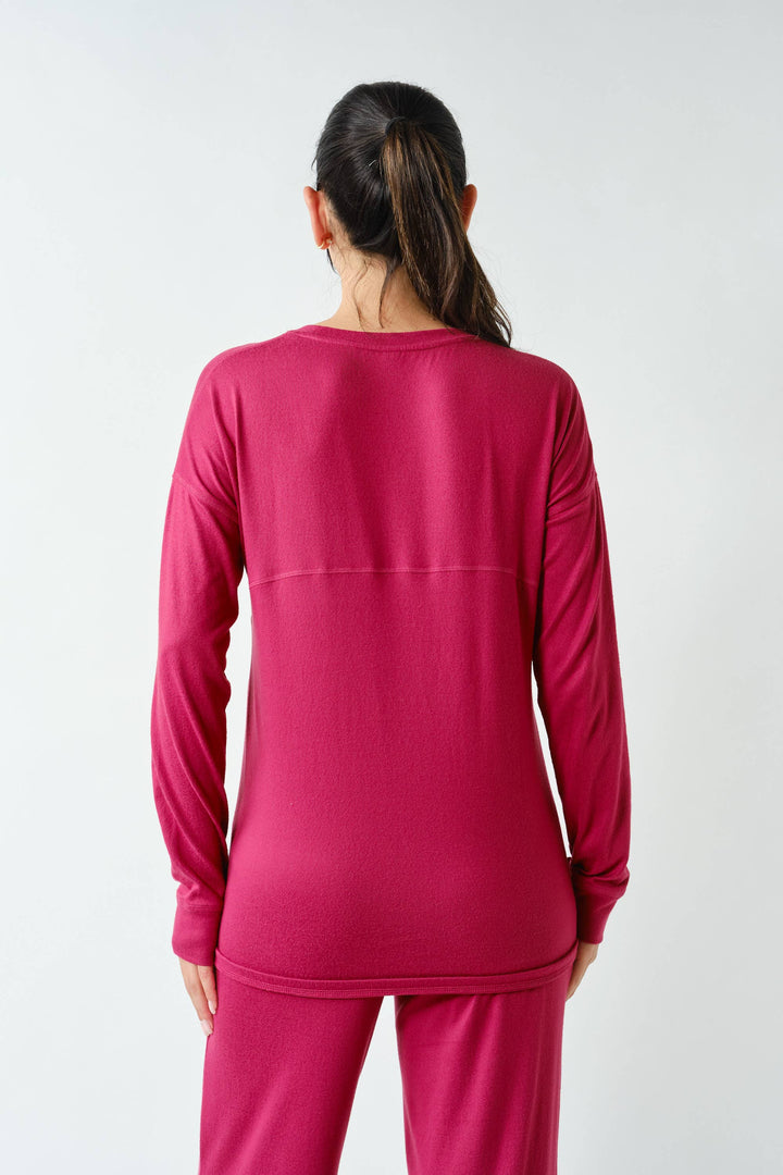 Brushed Crew Neck Long Sleeve Top