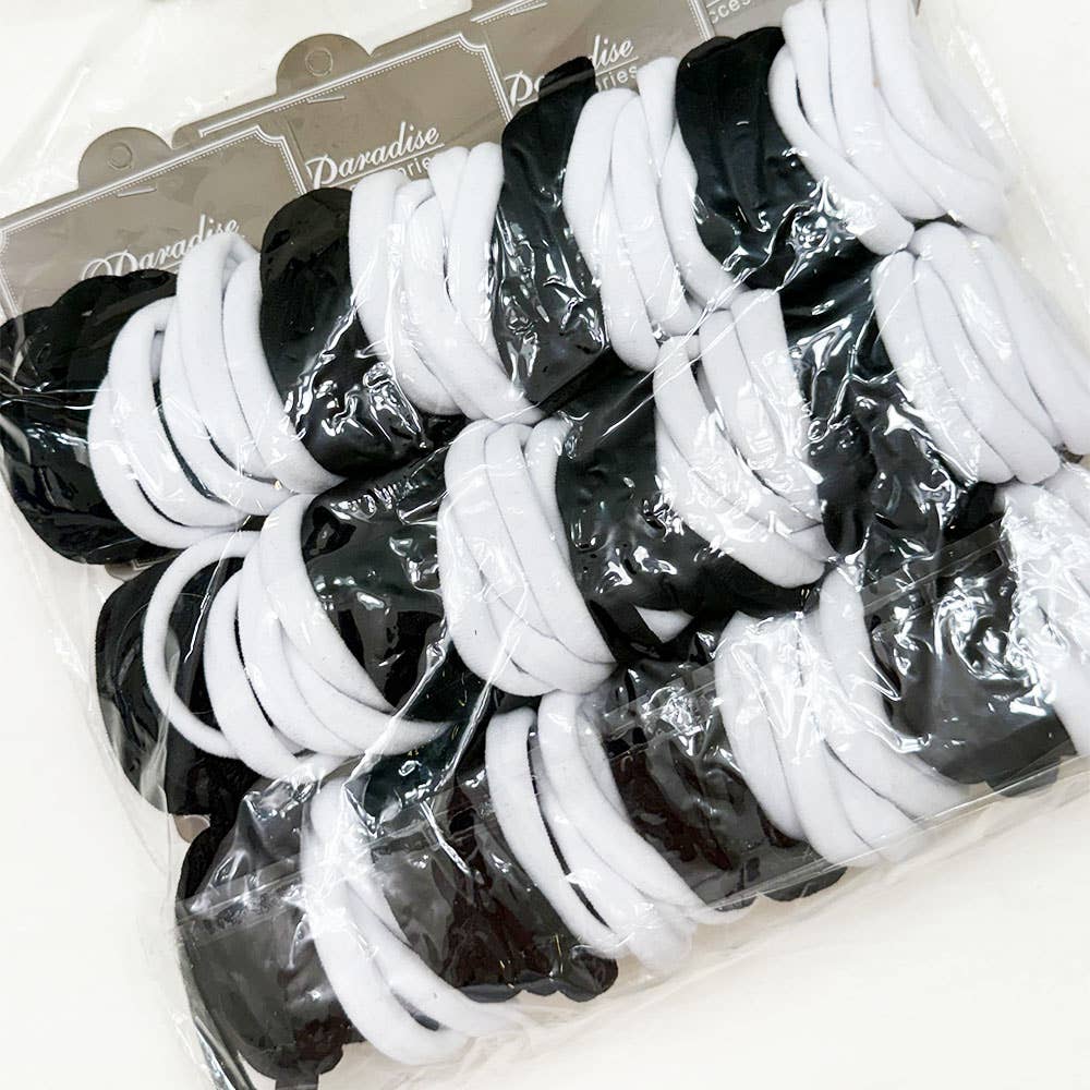Black and White Shades Elastic Hair Tie Set