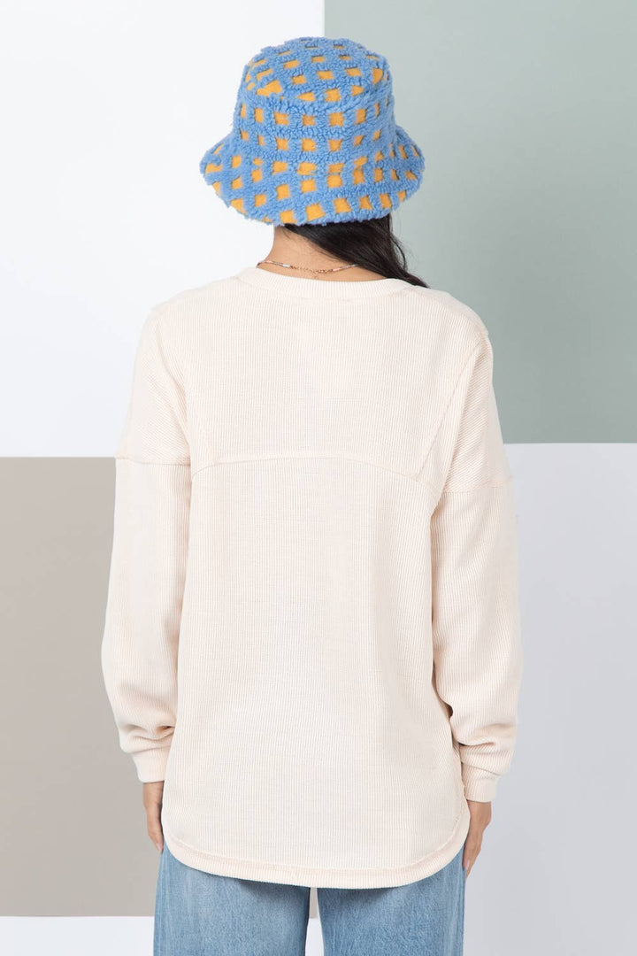 NT11310-Oversized Solid Color Comfy Knit Top