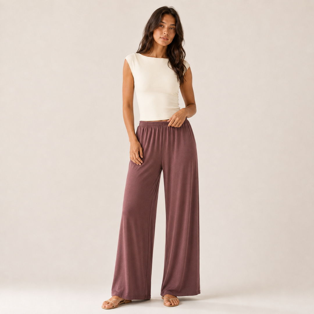 Women’s Wide Straight Leg Pants with Pockets, Soft Flowing pants