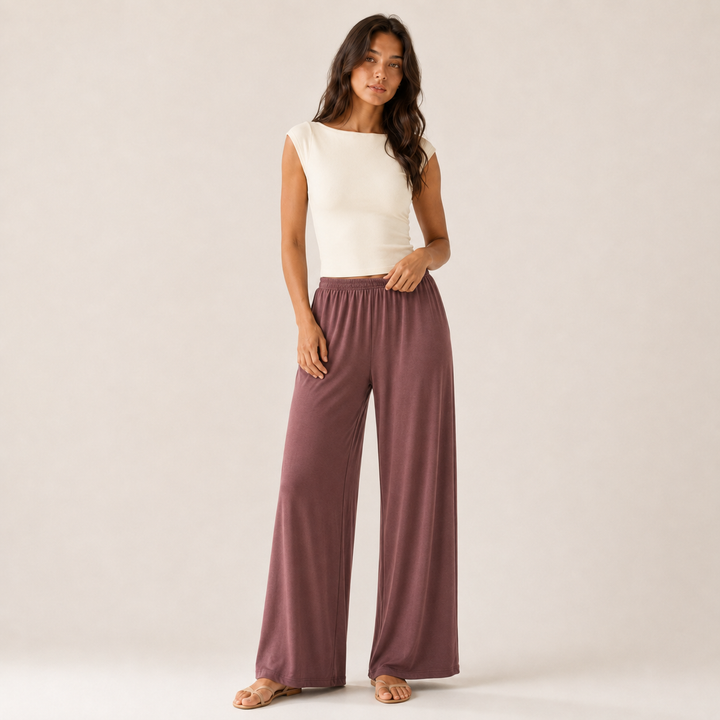 Women’s Wide Straight Leg Pants with Pockets, Soft Flowing pants