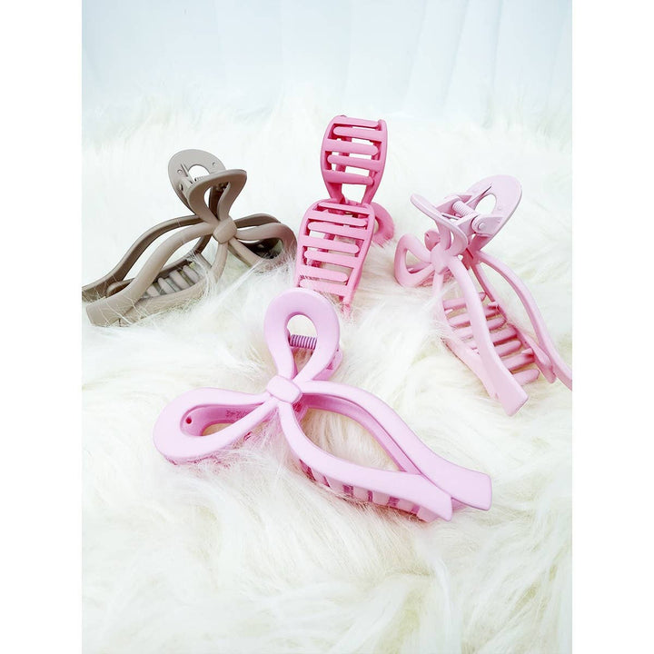 Assorted Pink and Taupe Shades of Bow Clip
