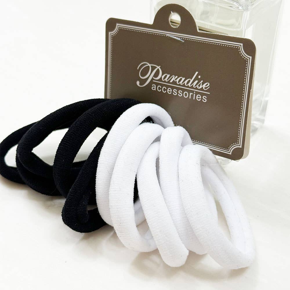 Black and White Shades Elastic Hair Tie Set