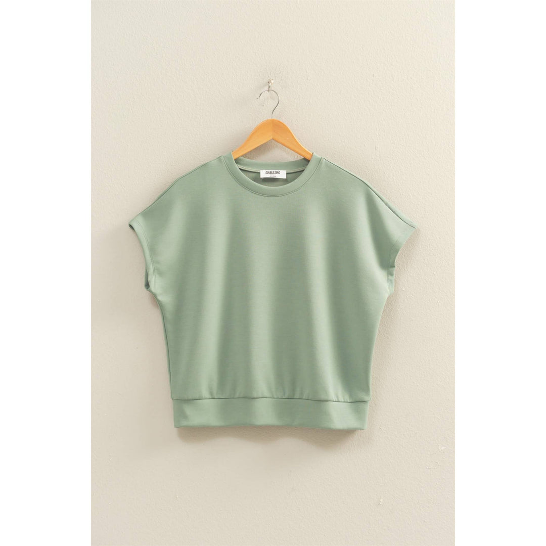 Crew Neck Short Dolman Sleeve Top