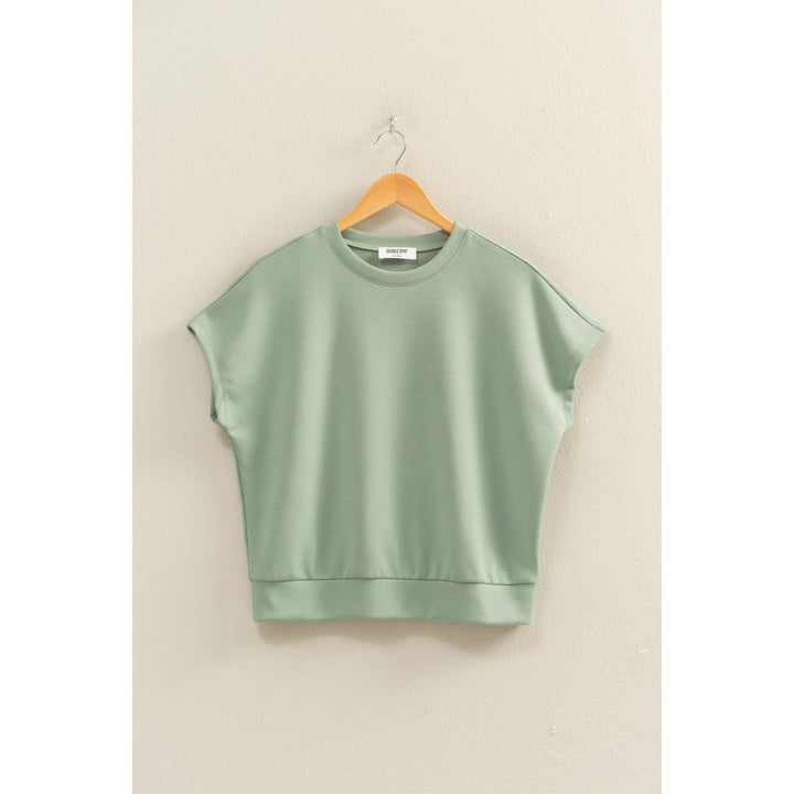 Crew Neck Short Dolman Sleeve Top