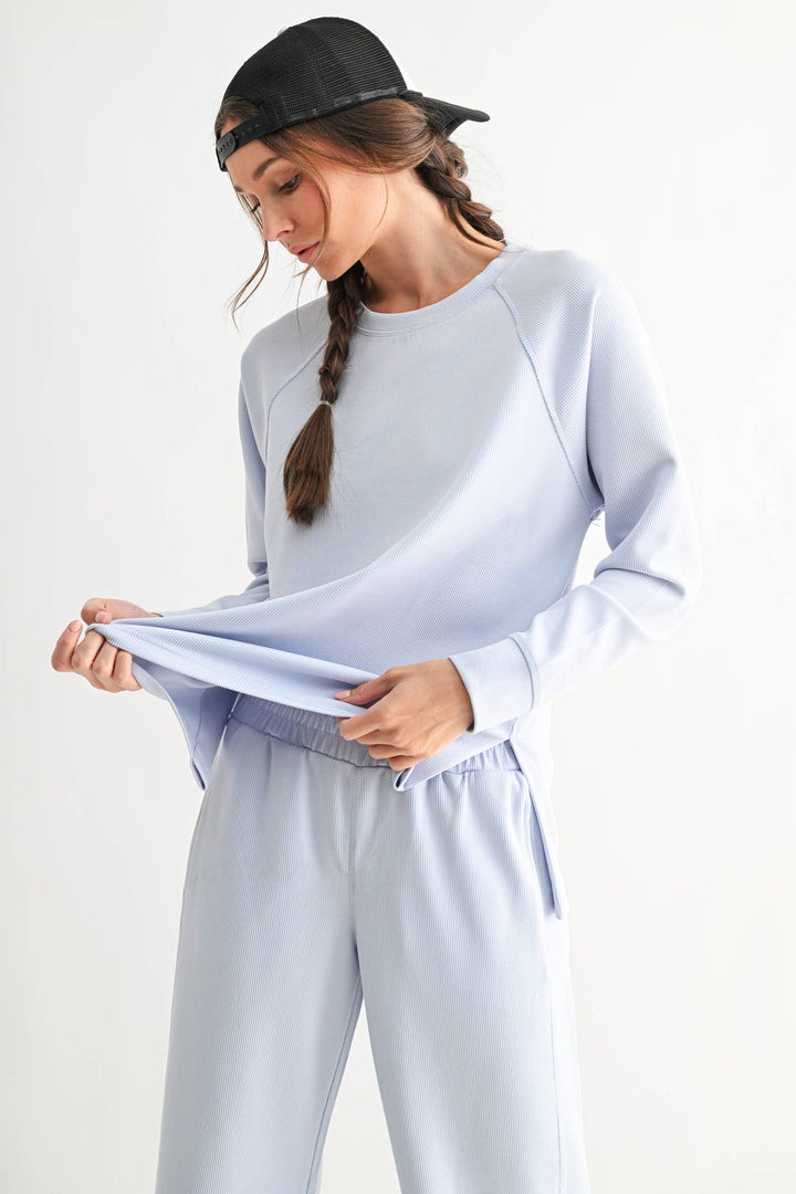 Luxe Sand Wash Rib Raglan Tee