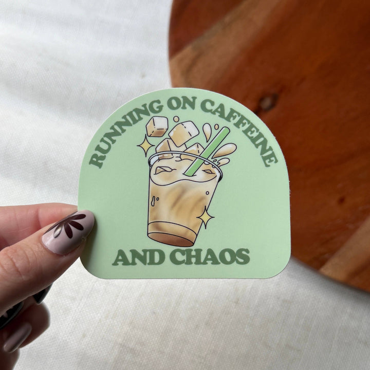 Running On Caffeine And Chaos Coffee Sticker