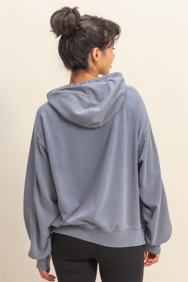 Another Day Mineral Washed Hoodie in Navy