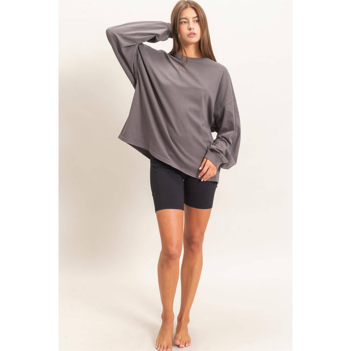 Pigment Dye Oversized Long Sleeve Top