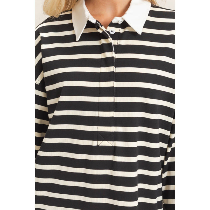 Striped Polo Long Sleeve Top