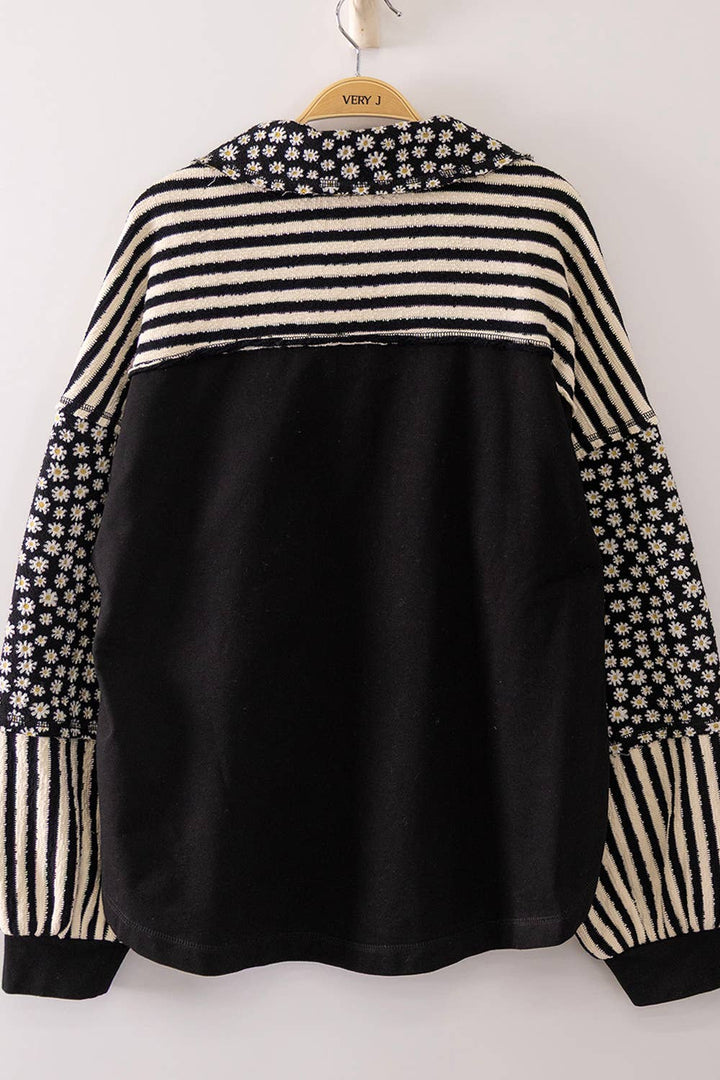 NT12889-Daisy Stripe Contrast Top