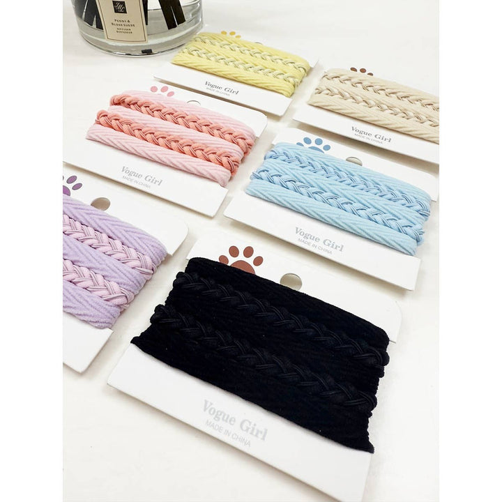 Plain and  Braided Mixed Elastic Stretch Hair Ties