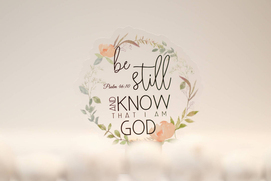 Flourish Be Still Christian Clear, Vinyl Sticker, 3in.