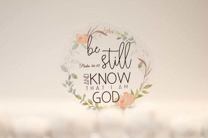 Flourish Be Still Christian Clear, Vinyl Sticker, 3in.