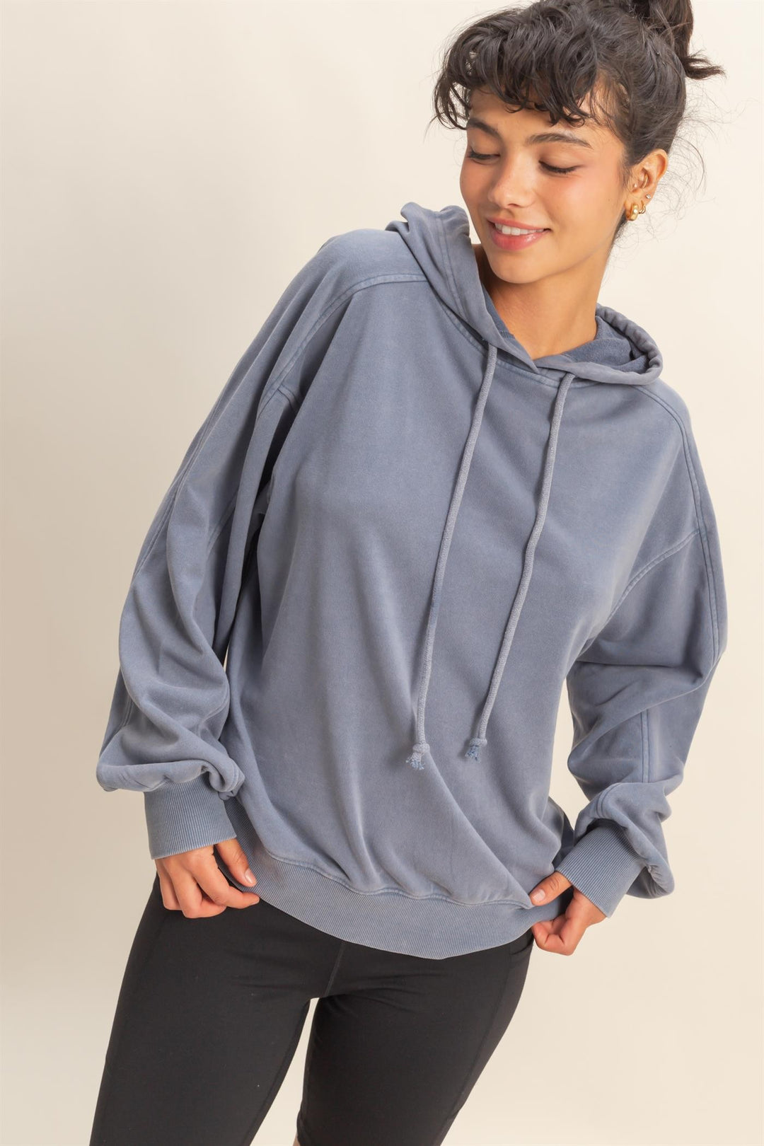 Another Day Mineral Washed Hoodie in Navy